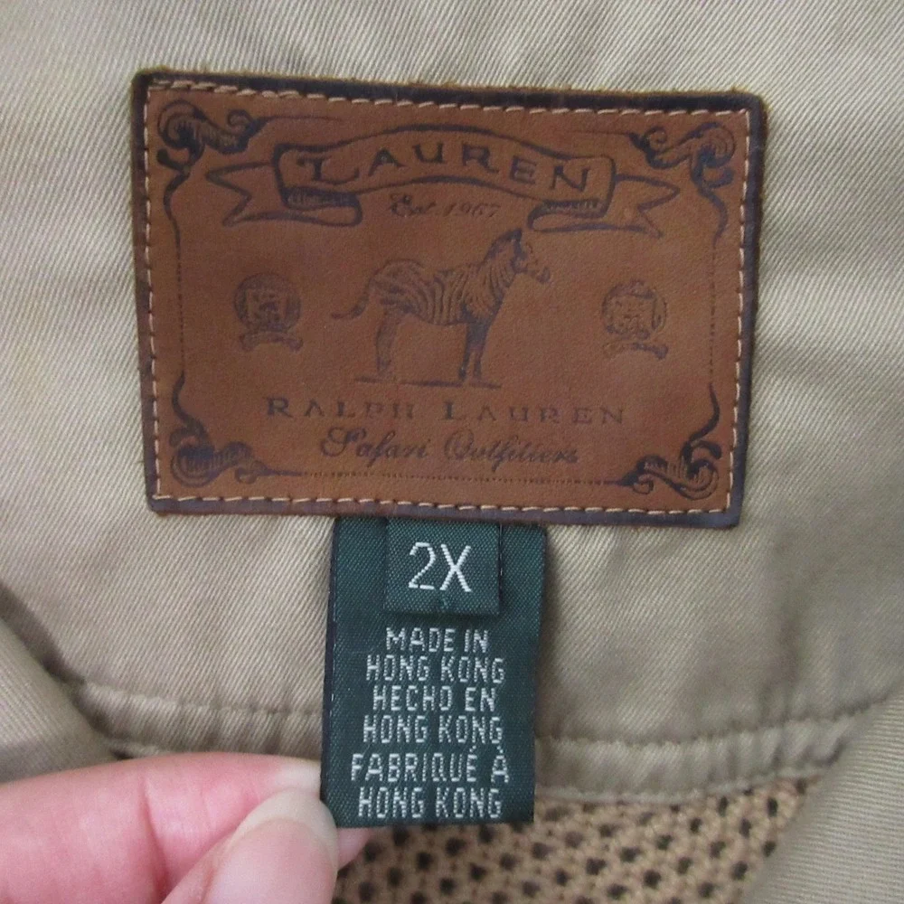 Vintage Ralph Lauren Jacket Mens 2X Khaki Safari Outfitters Field Utility READ